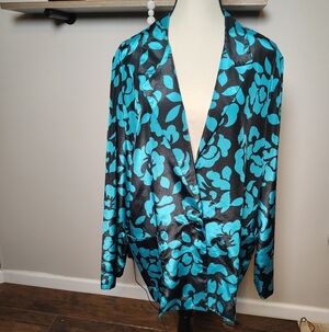 Jo Hardin Vintage Black and Blue Silky Blazer